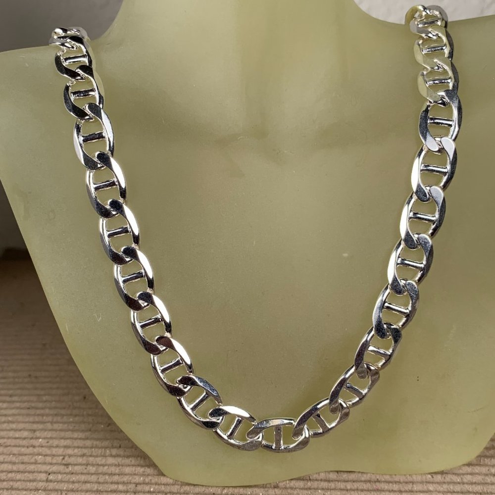 NEW 48.8 grams 18" 9mm Italian Sterling Silver Mariner Chain